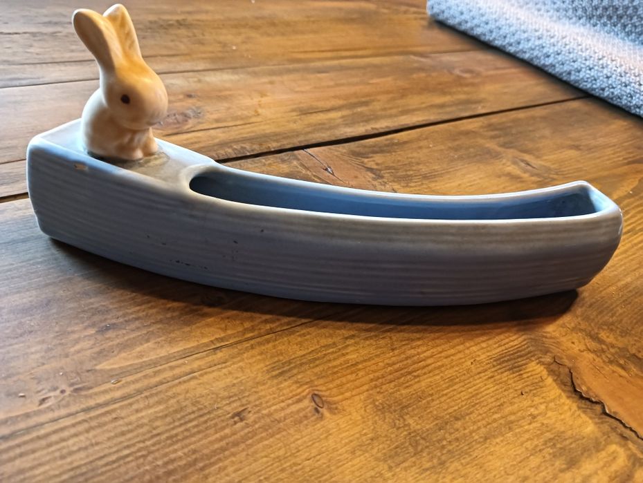 Ceramiczna ozdoba wielkanocna zająć rzeżucha  rustykalny sielski