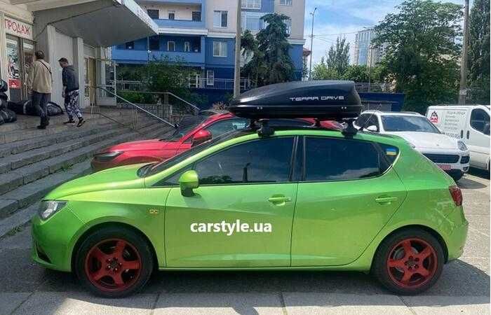 Автобокс на крышу дах Terra Drive 320 літрів сірий чорний матові 134х80х36 см нові уцінка пластик правосторонні Терра Драйв внутр 127x80x36 гарантія