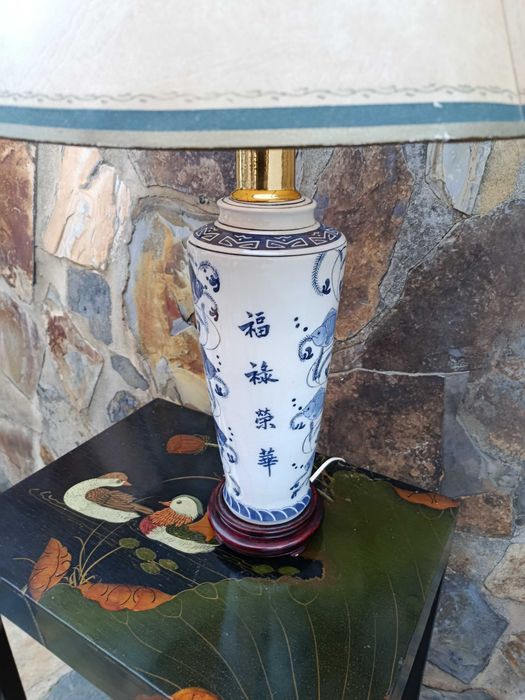 Candeeiro Abajur Porcelana da China Antigo 61 cm