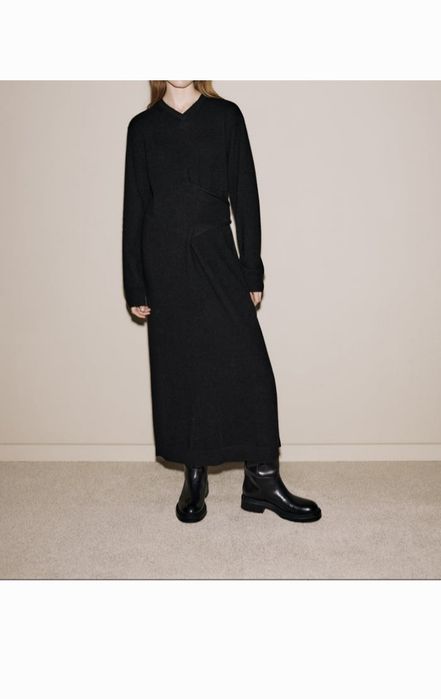 Zara kaszmir  długa sukienka dzianinowa  l  Czarna  limitowana edycja