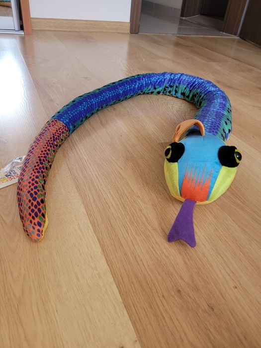Maskotka wąż kolorowy 137 cm z grzechotką