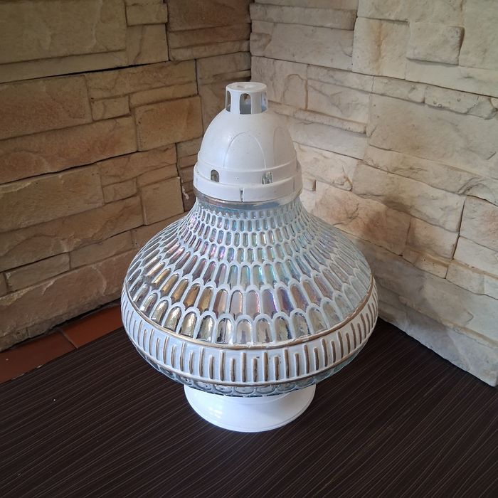 Duży Lampion znicz z wkładem parafinowym  biały