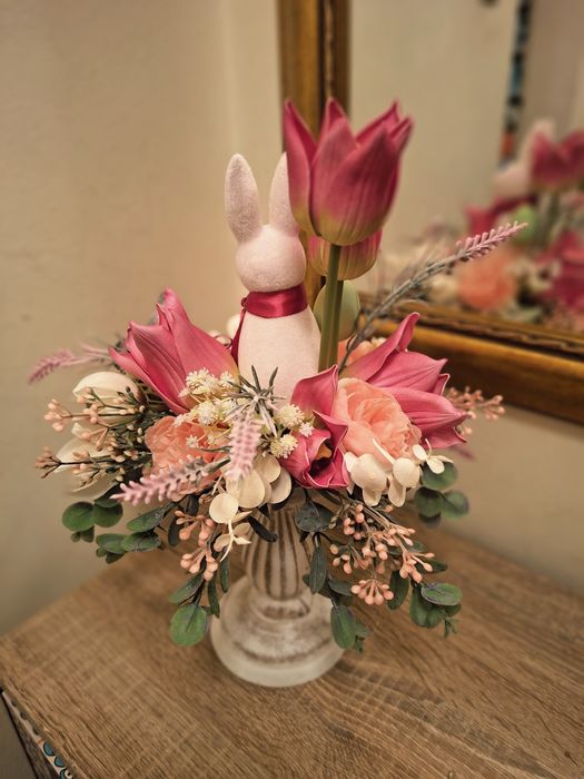 Kompozycja wielkanocna,stroik zajac