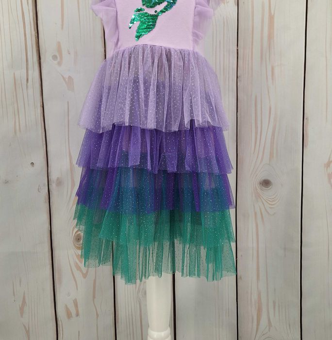 Sukienka tiulowa SYRENKA bez rękawów fioletowa