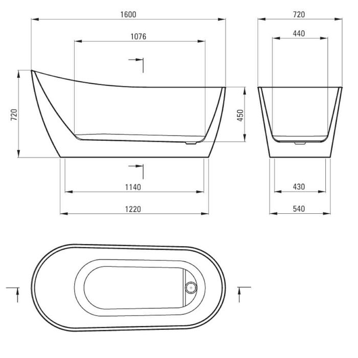 Wanna akrylowa wolnostojąca asymetryczna Arnika 160cm Deante