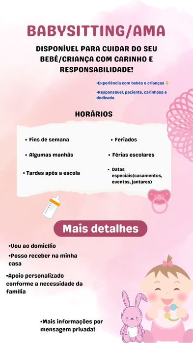 Babysitter responsável e dedicada