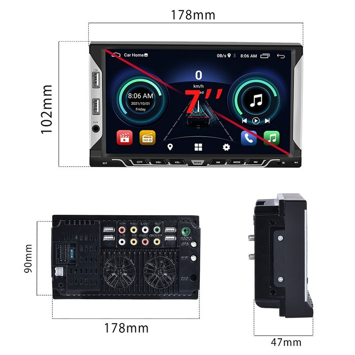 Rádio 2din android 15 32GB ROM GPS WiFi RDS 6 USB 7 polegadas NOVO