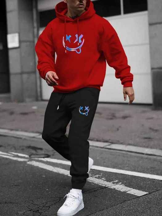 Dres Męski Ocieplany Z Nadrukiem Casual Bluza Ze Spodniami Shein Xxl