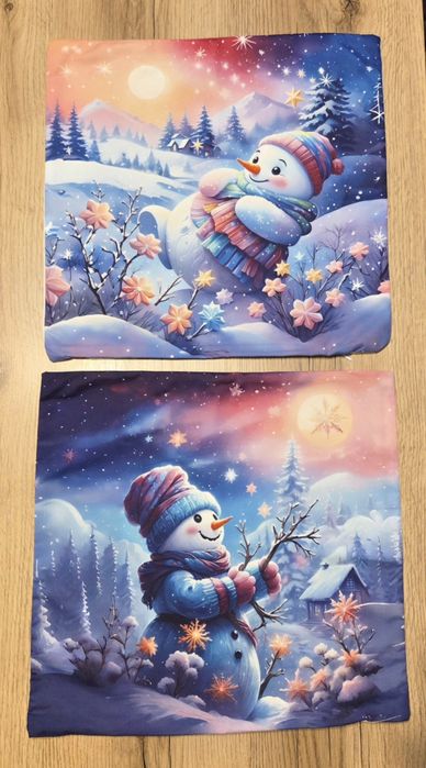 Komplet Poszewek Świątecznych Bałwanki