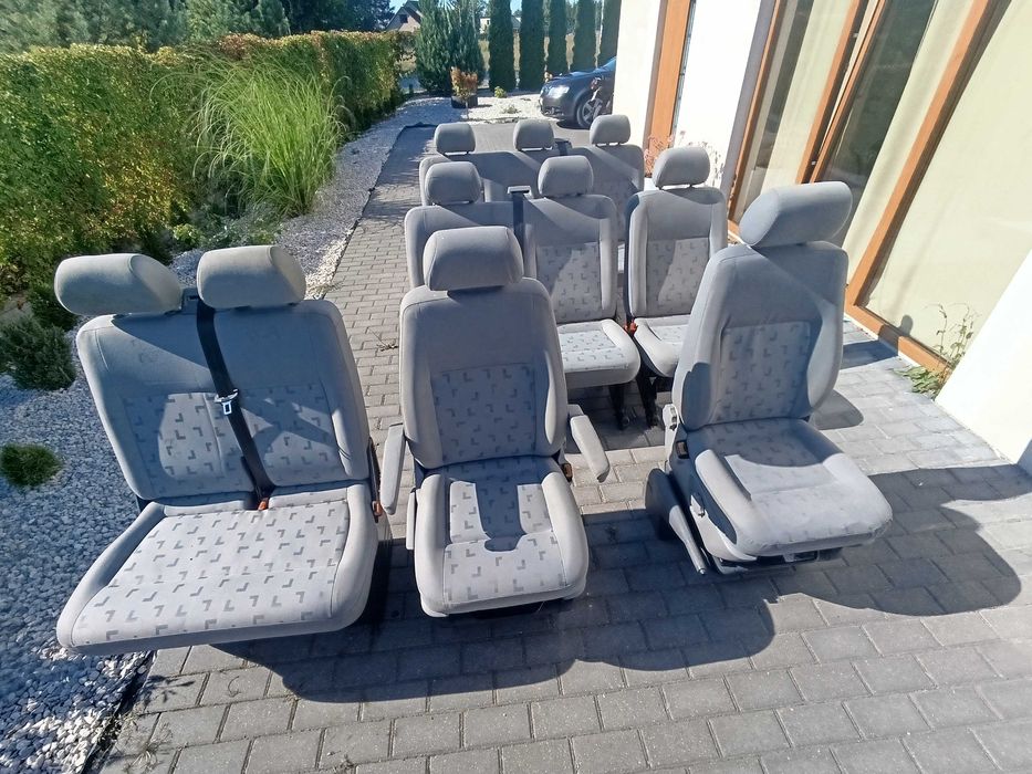 Komplet foteli VW T5 T6 8/9miejsc trójka dwójka koziołek1/2/3 rząd