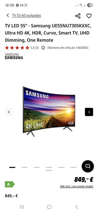 Smart TV Samsung UE55KU6100 55″ Curva UltraHD 4k ecra com mazela