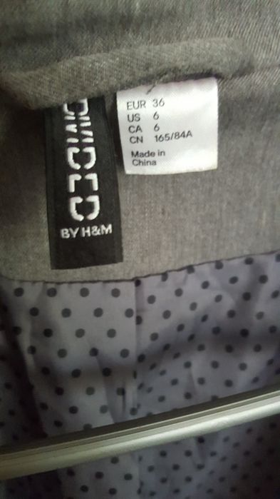 Marynarka żakiet H&M szary klasyczny 36/S