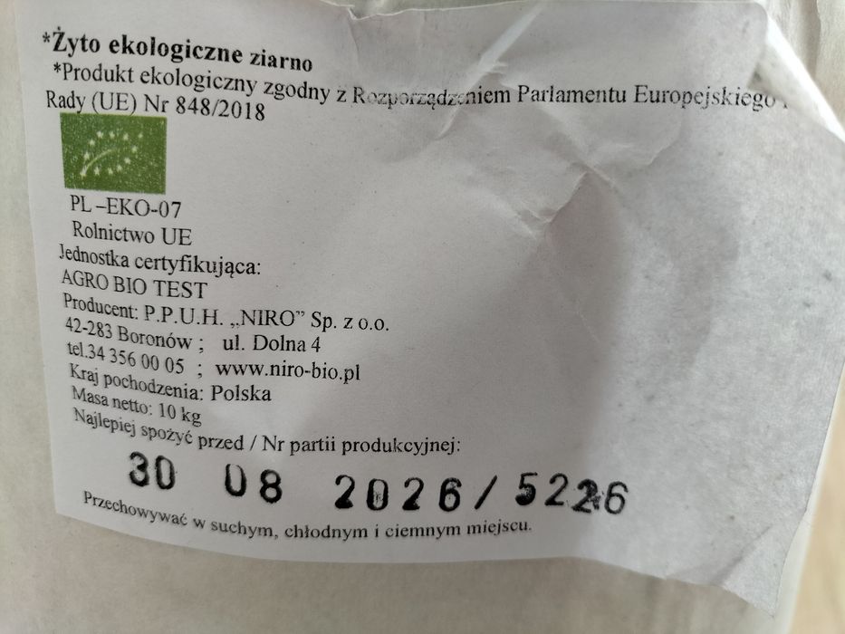 Żyto ekologiczne ziarno Niro