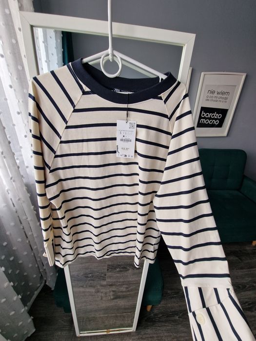Zara bluza w paski z mankietami nowa oversize  cudo