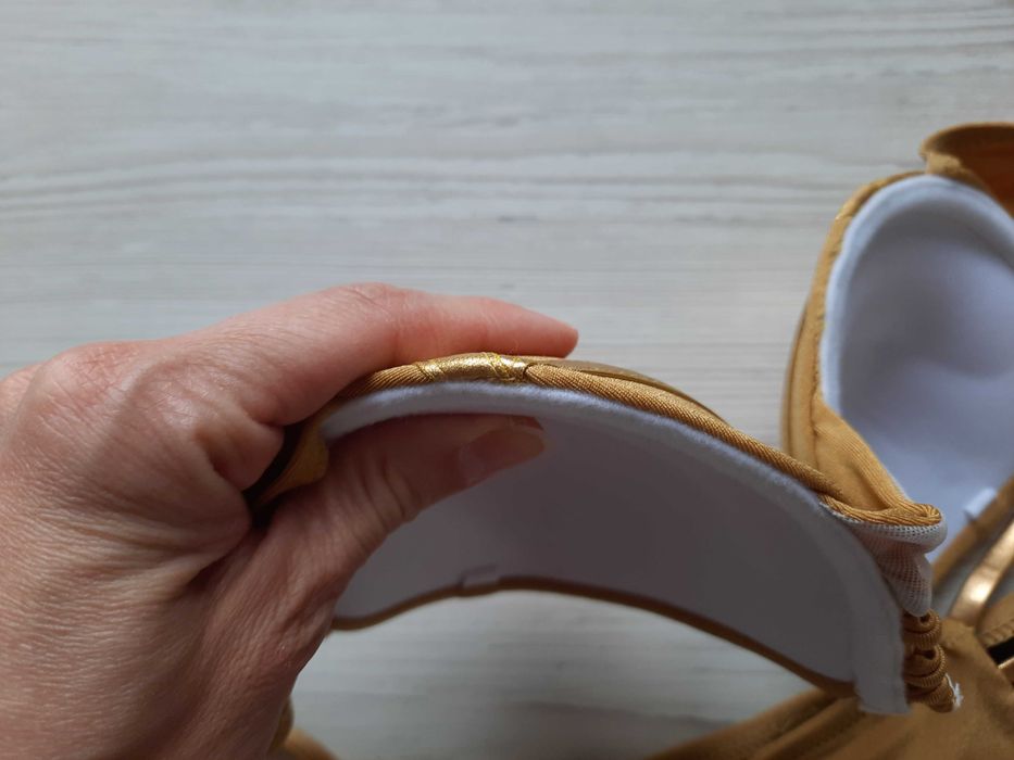 Золотой купальник бандо пуш-ап твердая чашка блестящий бронзовый р.S