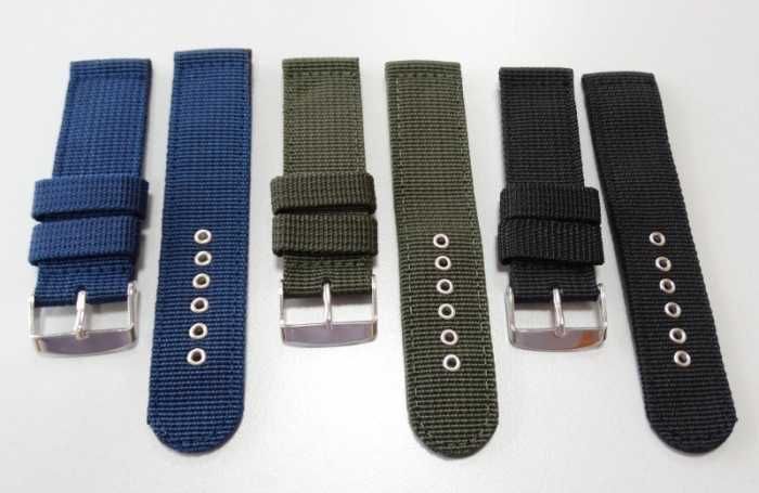 Paski nylonowe do zegarka 18mm 20mm 22mm komplet 2szt parciane