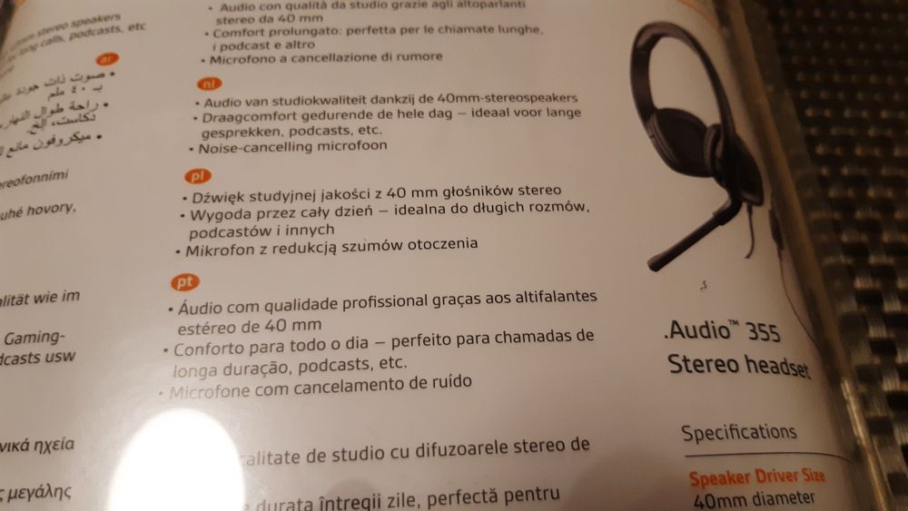 Słuchawki Plantronics nagłowne Audio 355 z mikrofonem nowe