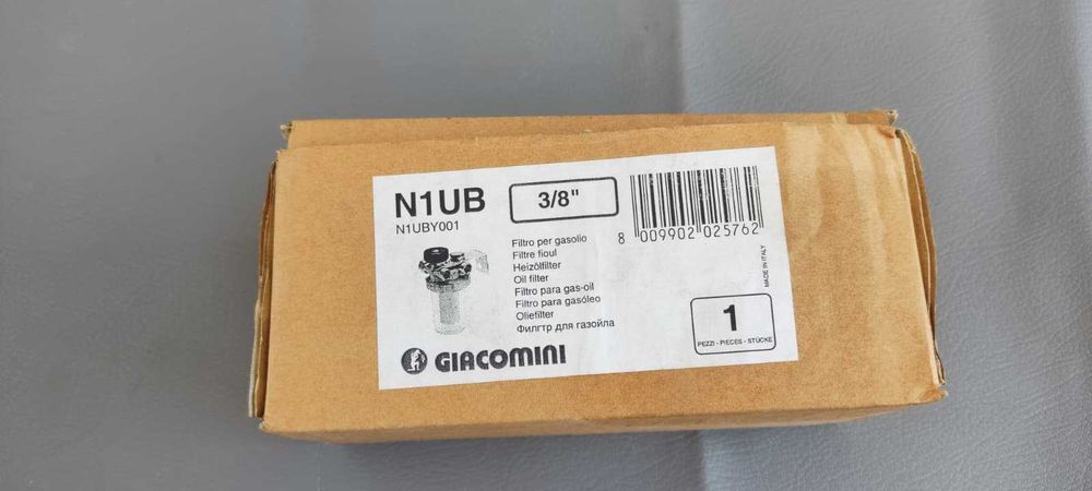 Filtro de gasóleo Giacomini, referência N1UBY001, com ligação de 3/8"