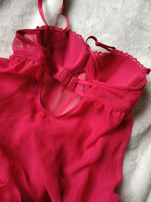 La Senza czerwona luksusowa haleczka z falbanką  M