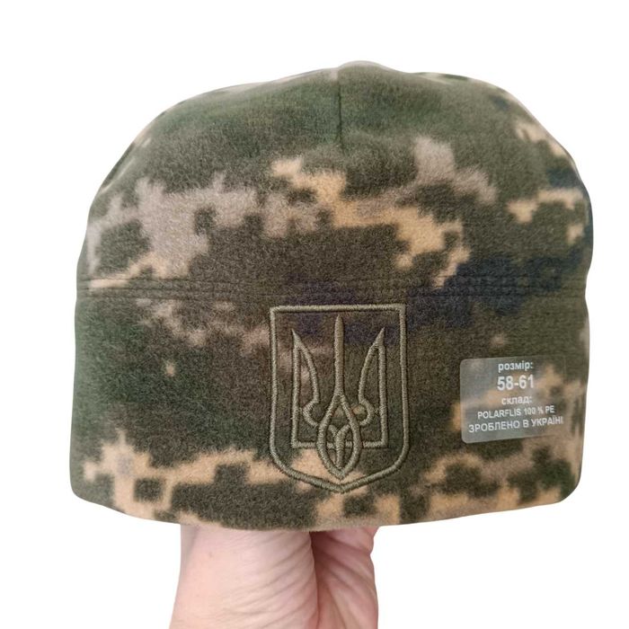 Шапка Зимняя Тёплая Флисовая Камуфляж Военная