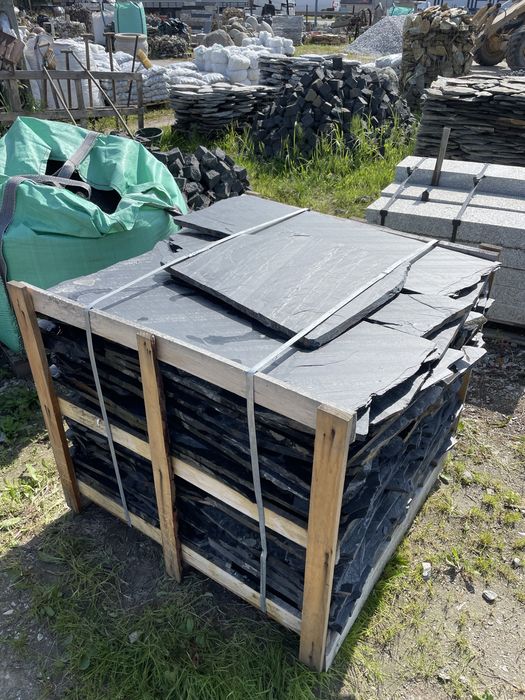CZARNY KAMIEŃ OGRODOWY Czarny Łupek Naturalny Płyty na Schody Taras