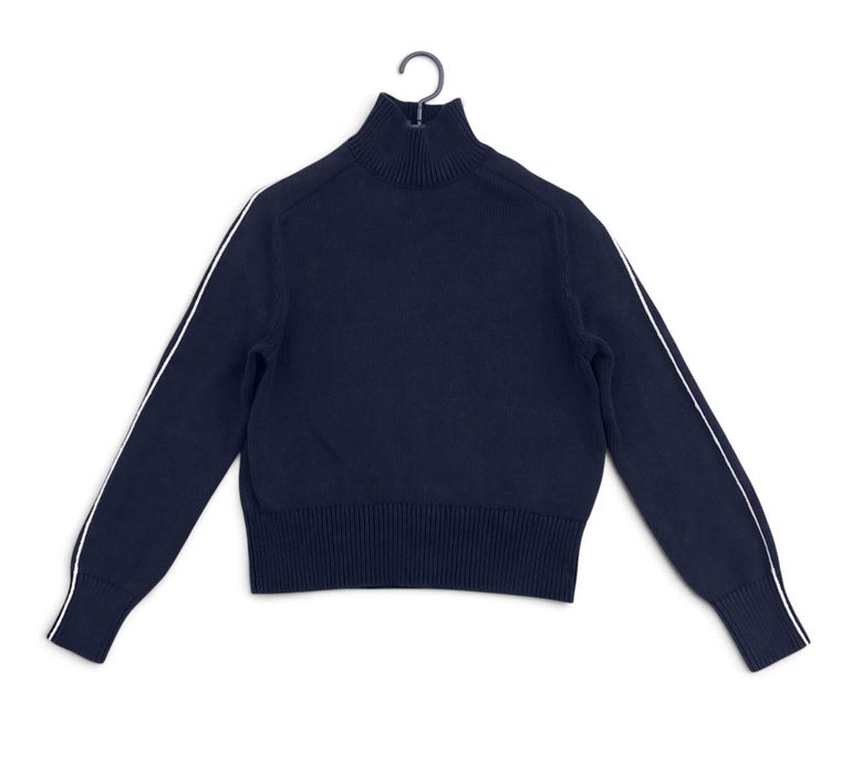 Sweter Z Półgolfem Paski Na Rękawach Granatowy OPUS |R. 34