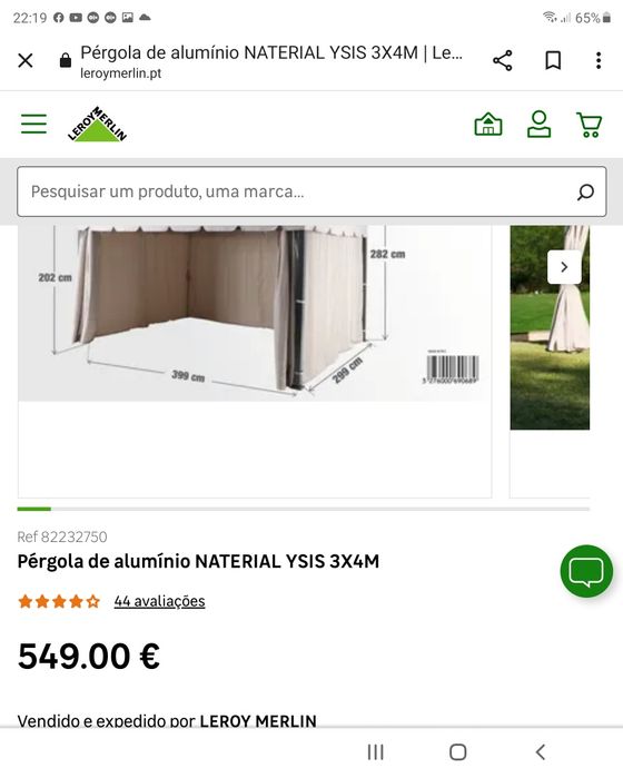 Pérgola /Tenda Jardim como nova/exterior