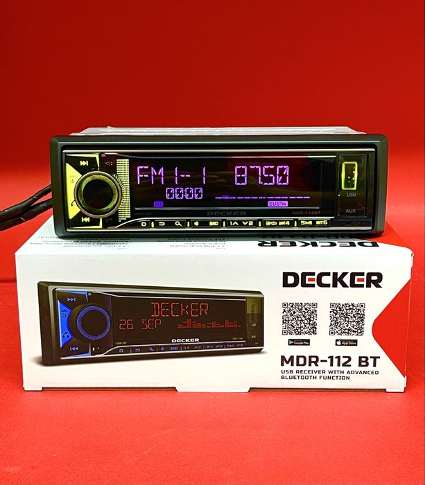 Магнітола у автомобіль 1DIN Decker MDR-112 | Потужний звук + Bluetooth