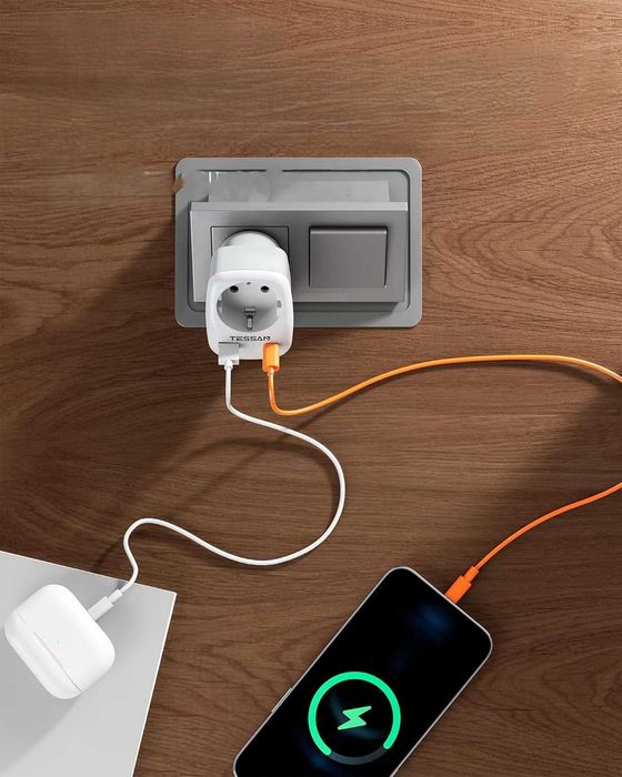 TESSAN adapter podróżny USA typ B 2x USB 2.4A Schuko EU