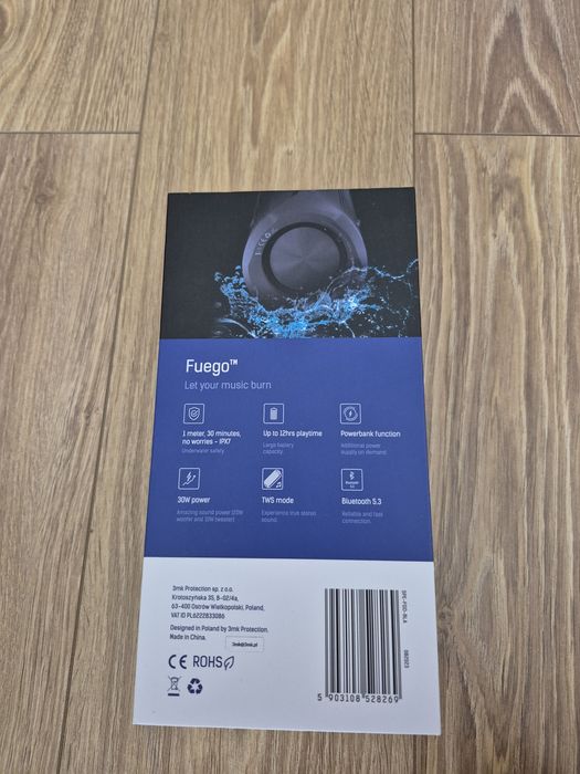 Głośnik Bluetooth 3mk Fuego Black, Nowy