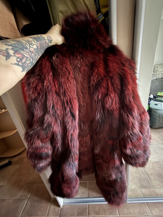 Крашеная чернобурка  натуральный мех