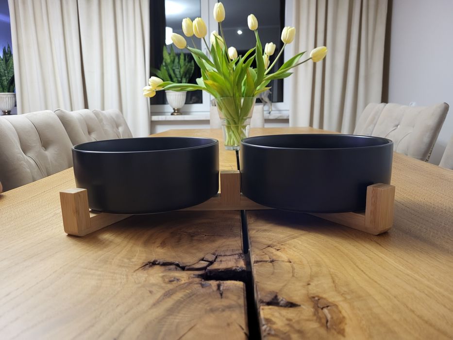 Ceramiczne miski na karmę dla zwierzaków czarne