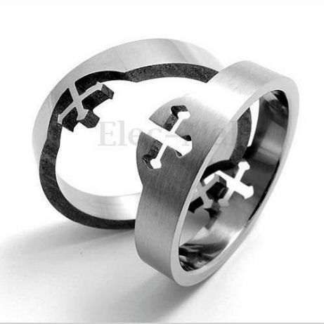 2x Anel cristão aliança + PULSEIRA JESUS cruz 316 dia namorados