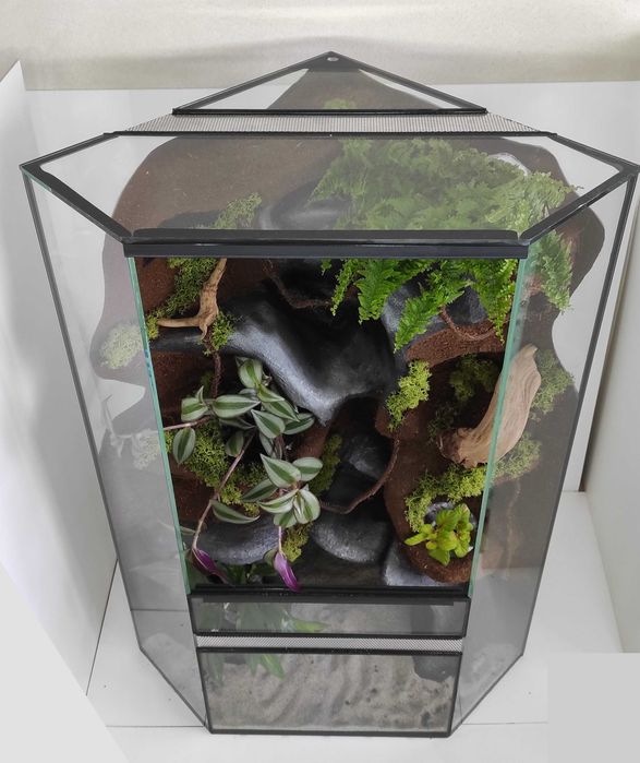 Paludarium narożne z wodospadem i roślinami, P29WR, AquaWaves
