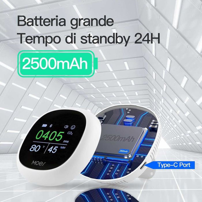 Medidor e detector de CO2 portátil Moes