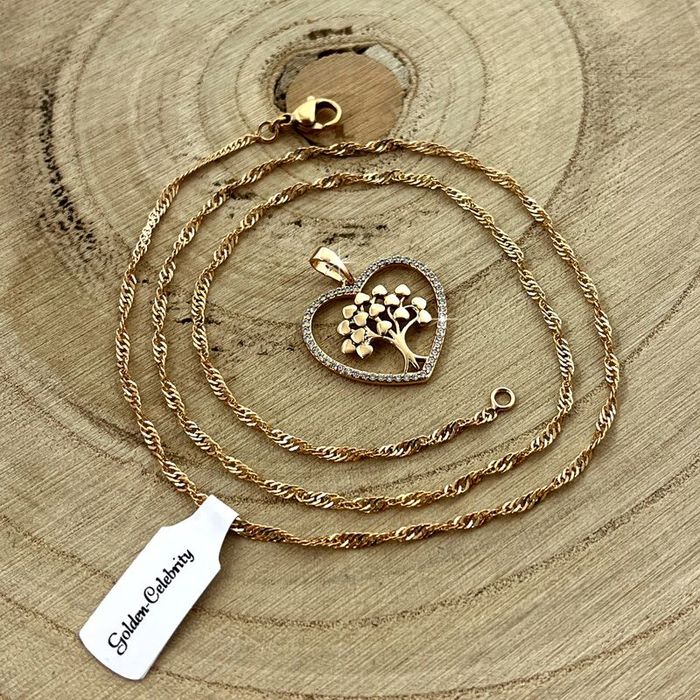 Złoty Łańcuszek Z Serduszkiem 18k Prezent Dla Niej, Dziewczyny, Kobiet