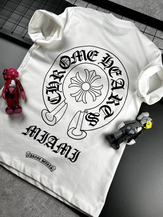 Футболка  Chrome Hearts біла чоловіча футболка хром хартс біла