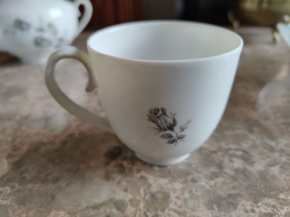 Conjunto chá / café branco floral