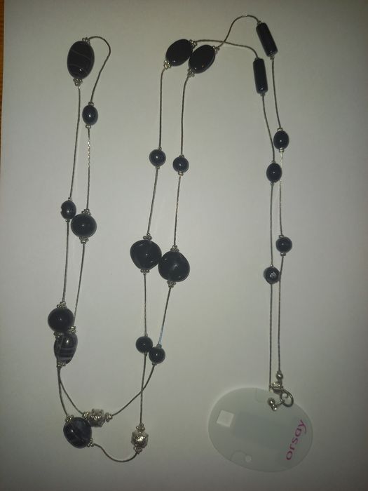 długie, eleganckie, czarne KORALE - Orsay, NOWE!