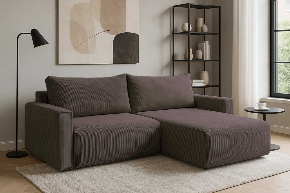 Narożnik Bergamo. Rogówka. Sprężyny bonell, pojemnik, automat, sztruks