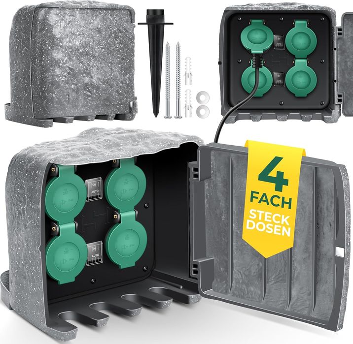 Rozgałęziacz zewnętrzny/gniazdo ogrodowe + czujnik zmierzchu