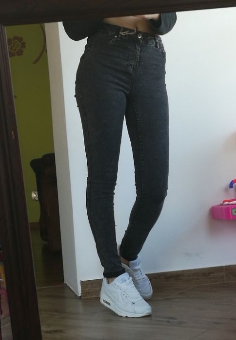 Dżinsy spodnie slim 34 xs siwe szare