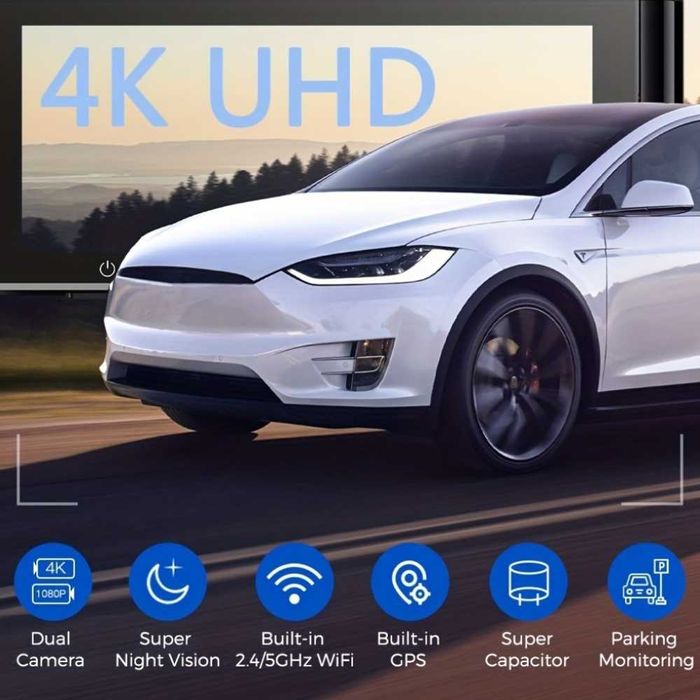 Відеореєстратор 4К AZDOME M550 Pro Wi-Fi + задня камера + 64Gb карта