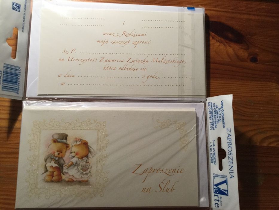 Zaproszenia slubne karnety 5 szt.