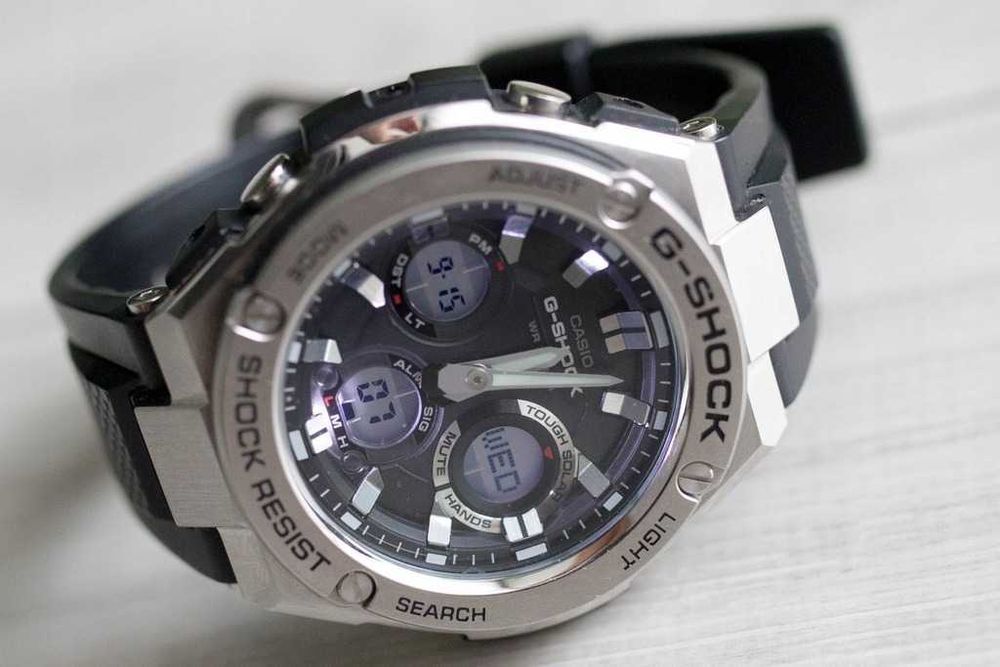 Casio G-Shock męski GST-S110-1ADR SOLAR zegarek srebrny