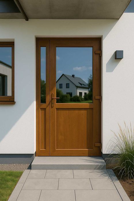 Drzwi PCV Ciepłe zewnętrzne dwuskrzydłowe 125x210  antracyt RÓŻNE