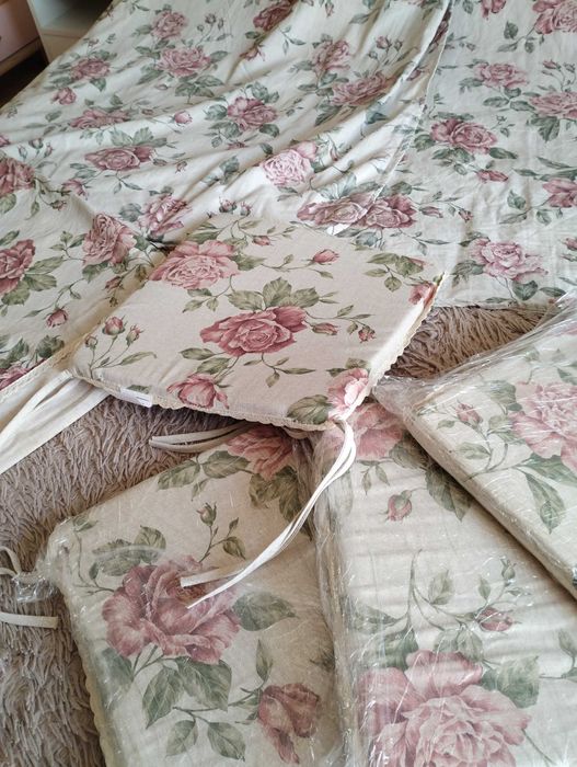 Комплект штори+скатертина+подушки на стільці Прованс Large Pink Rose