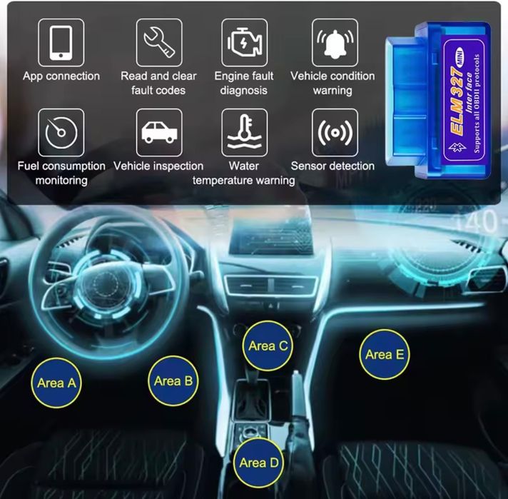 Interfejs Diagnostyczny ELM 327 OBD2 Bluetooth 2.0 Android