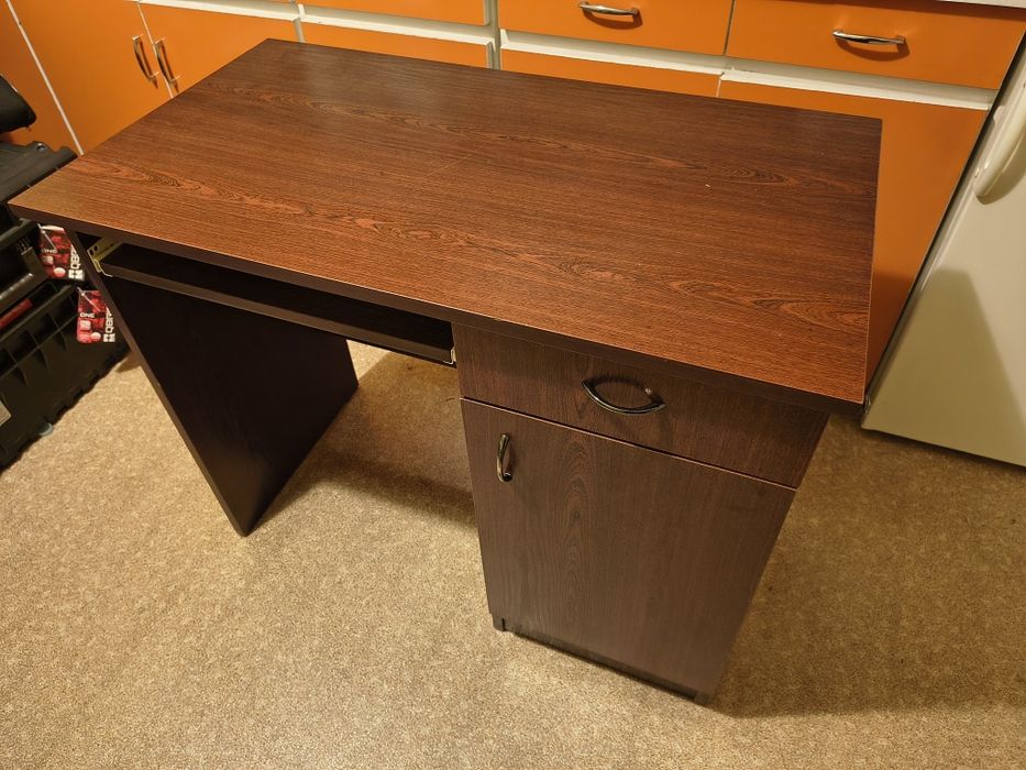 Biurko, brązowe, solidne, wenge, brąz