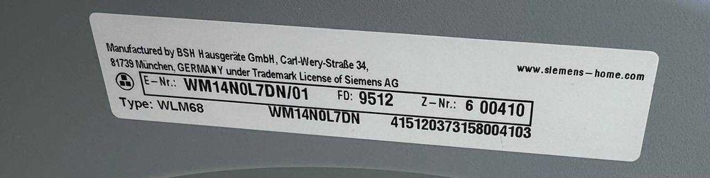 Пральна машина б/в SIEMENS 85/60/60  обєм 8 кг, 1400 об. #07926